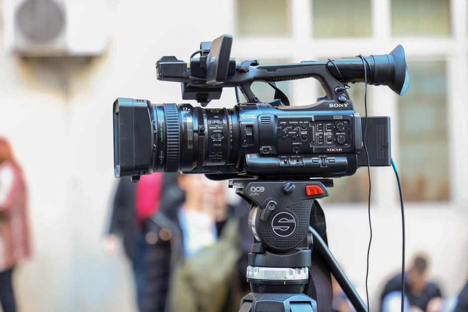 Professional video camera setup at a wedding